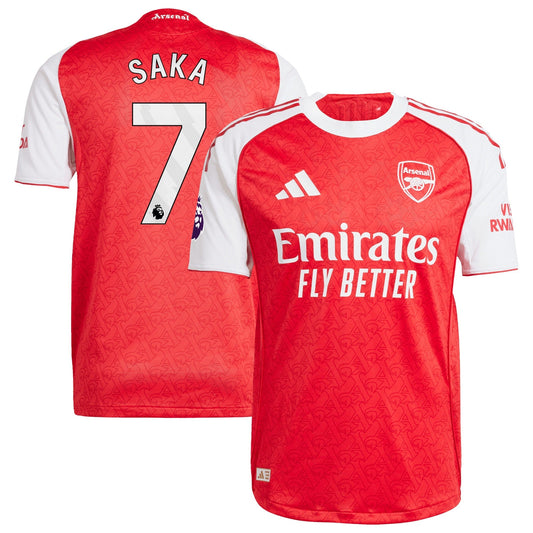 Bukayo Saka Arsenal adidas 2025/26 Home Player Jersey - Red
