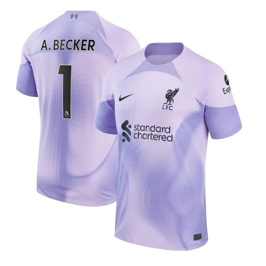 Alisson Becker Liverpool Unisex 2022/23 Home Player Jersey - Purple - Jersey Teams World