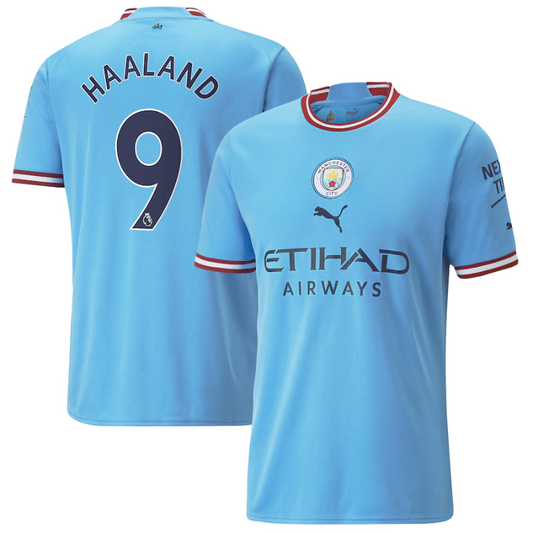 Manchester City Home Shirt   2022-23 with Haaland 9 printing Unisex Jersey - Jersey Teams World