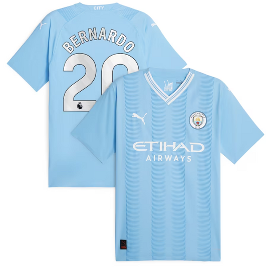 Manchester City Home Shirt 2023-24 with Jersey Bernardo 20 printing - Blue - Jersey Teams World