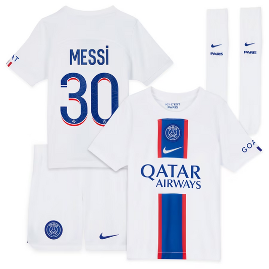 Paris Saint-Germain Third 2022-23 - Little Kids with Messi 30 printing - Jersey Teams World