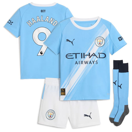 Manchester City PUMA Home Minikit 2025-26 with Haaland 9 printing
