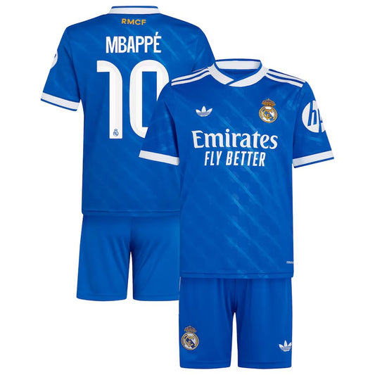 Real Madrid adidas Third Youthkit 2025-26 with Mbappé 10 printing