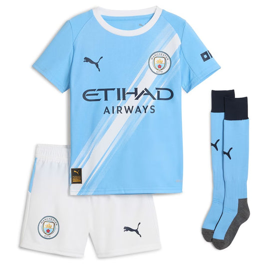 Manchester City PUMA Home Minikit 2025-26 with Haaland 9 printing
