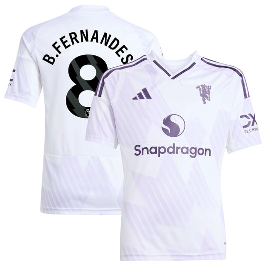 Bruno Fernandes Manchester United adidas Youth 2025/26 Away Player Jersey - White