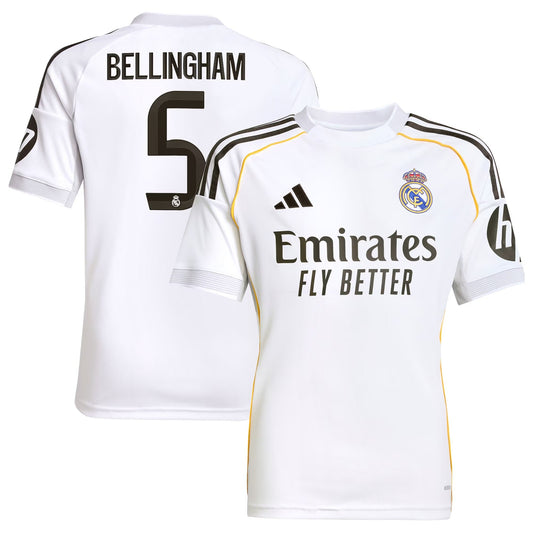 Jude Bellingham Real Madrid adidas Youth 2025/26 Home Jersey - White