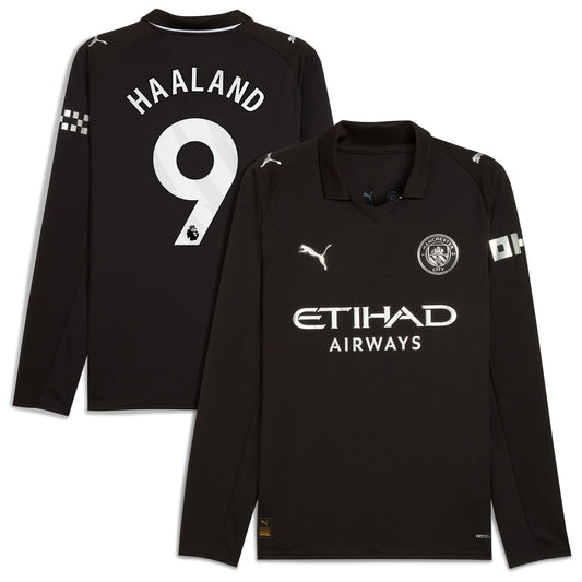 Manchester City PUMA Away Shirt 2025-26 - Long Sleeve with Haaland 9 printing