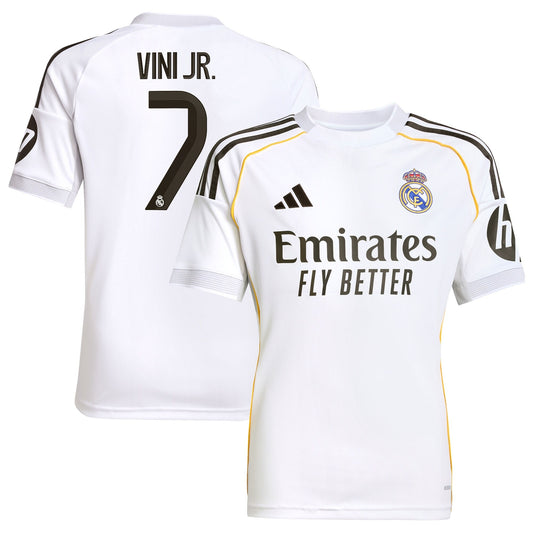 Real Madrid adidas Home Shirt 2025-26 with Vini Jr. 7 printing