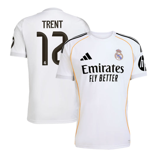 Real Madrid adidas Home Shirt 2025-26 with Trent 12 printing