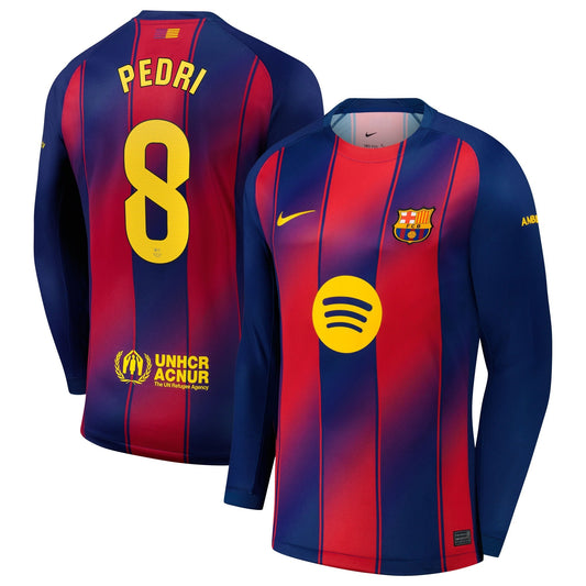 Pedri Barcelona Nike 2025/26 Home Long Sleeve Jersey - Navy