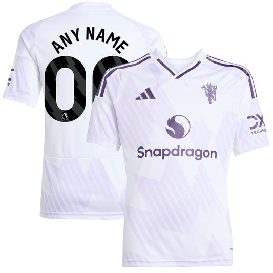 Manchester United adidas Youth 2025/26 Away Custom Jersey - White