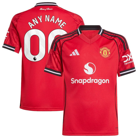 Manchester United adidas Youth Home 2025/26 Custom  Jersey - Red