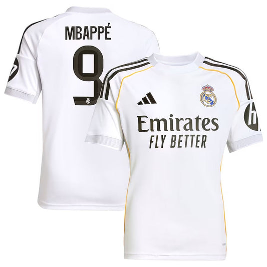 Kylian Mbappé Real Madrid adidas Youth 2025/26 Home Jersey - White