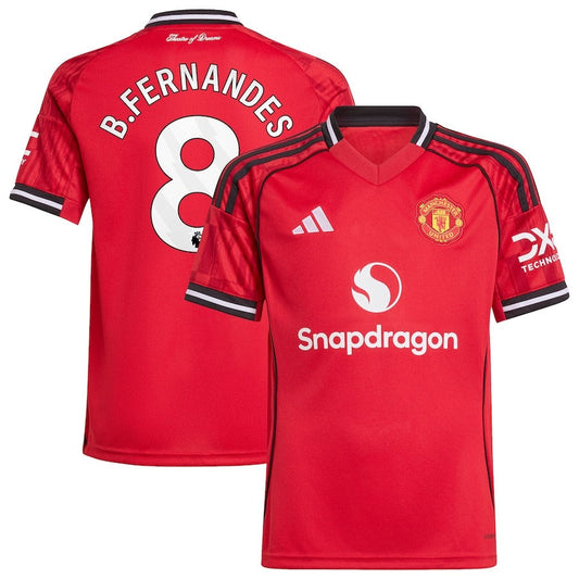 Bruno Fernandes Manchester United adidas Youth Home 2025/26 Player Jersey - Red