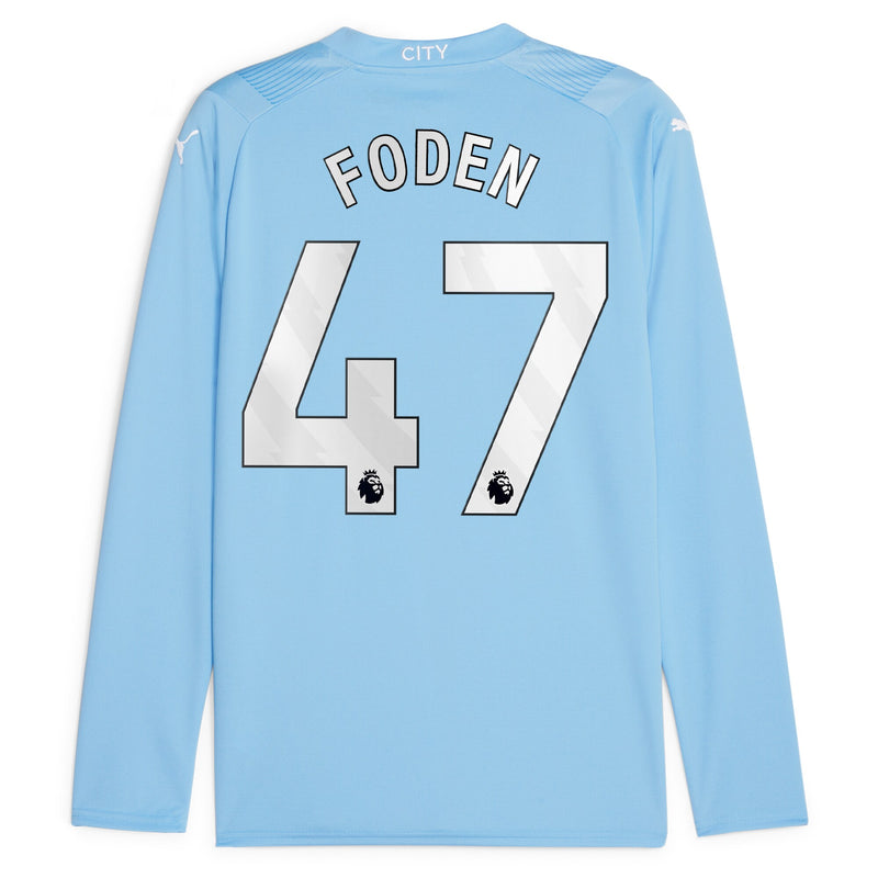 Phil Foden Manchester City Puma 2023/24 Home Long Sleeve Player Jersey - Sky Blue