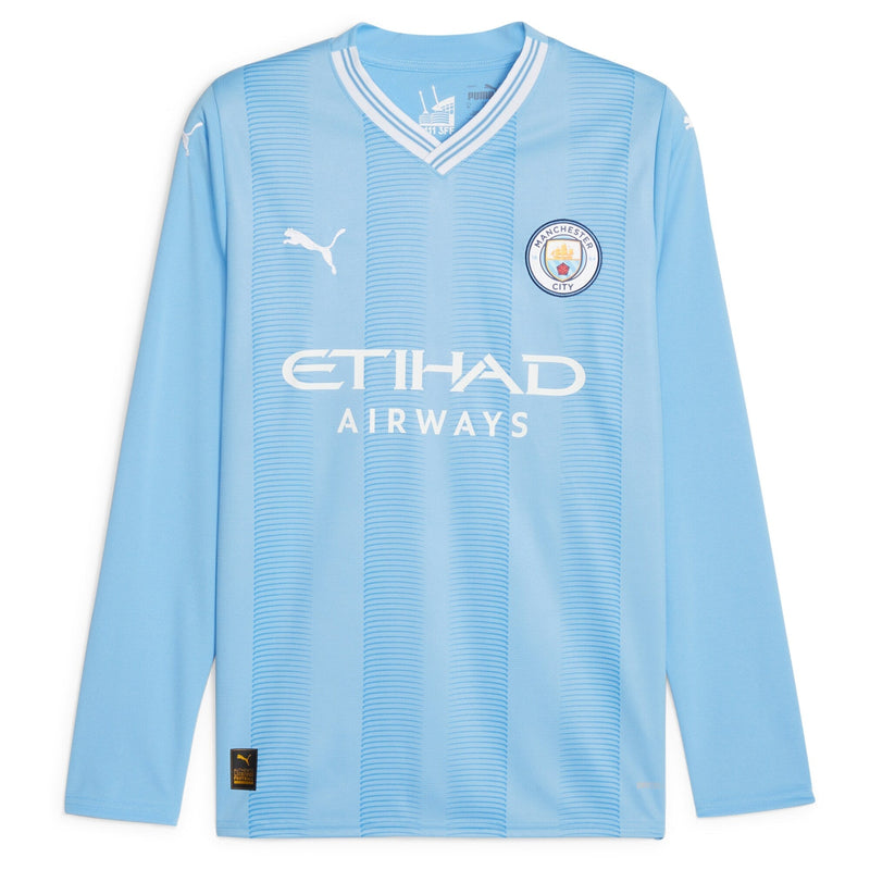 Kevin De Bruyne Manchester City Puma 2023/24 Home Player Long Sleeve Jersey - Sky Blue