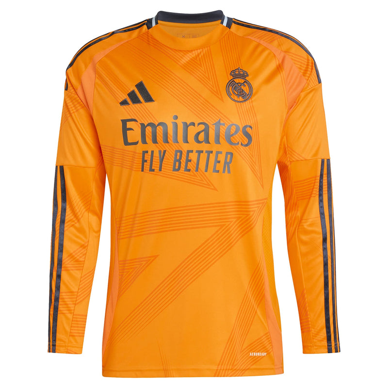 Real Madrid adidas 2024/25 Away Long Sleeve Jersey - Orange