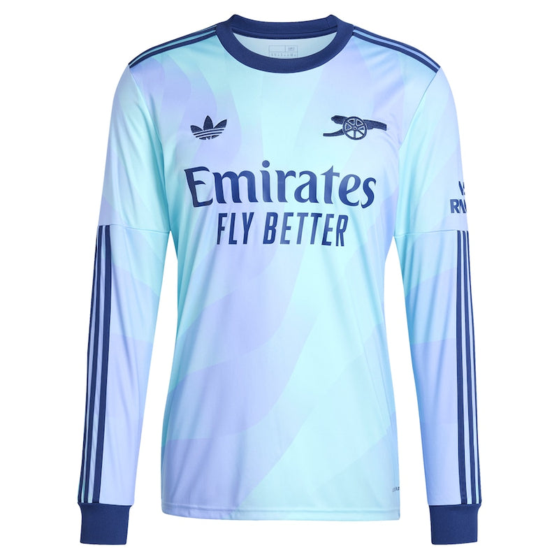 Arsenal adidas Originals 2024/25 Third Long Sleeve Custom Jersey - Aqua