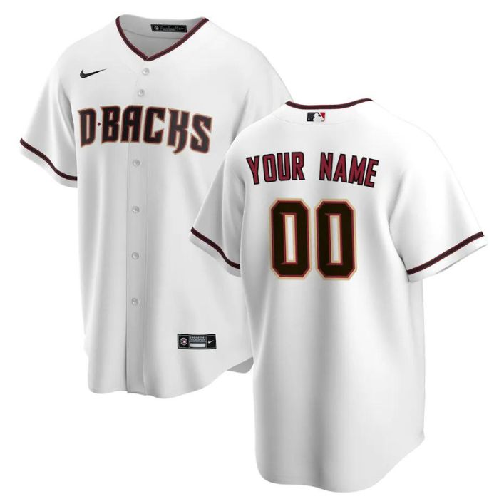Arizona Diamondbacks Unisex Home Pro Custom Jersey - White - Champions Jerseys