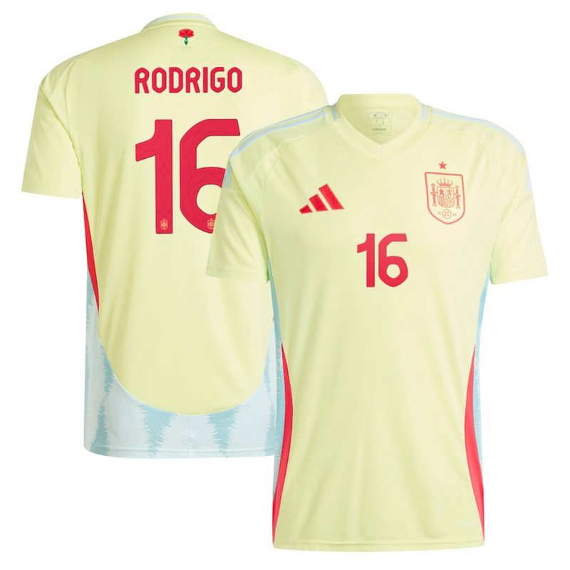 Rodri Spain 16 Jersey away player Yellow