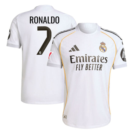 Real Madrid adidas Home Shirt 2025-26 with Ronaldo 7 printing