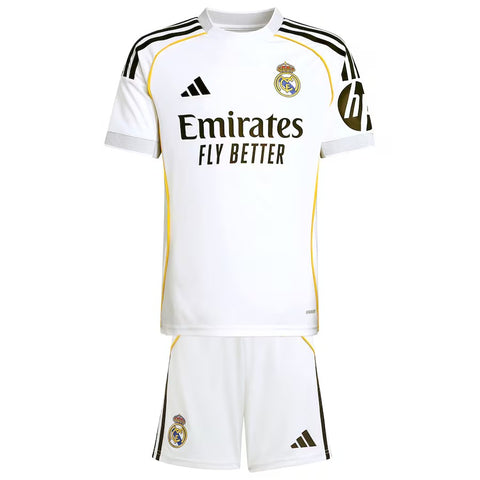 Real Madrid adidas Home Youthkit 2025-26 with Mbappé 10 printing