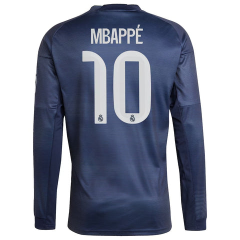 Real Madrid adidas Away Shirt 2025-26 - Long Sleeve with Mbappé 10 printing
