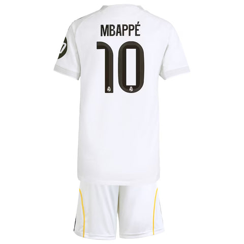 Real Madrid adidas Home Youthkit 2025-26 with Mbappé 10 printing