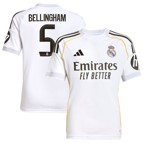 Jude Bellingham Real Madrid adidas Youth 2025/26 Home Jersey - White