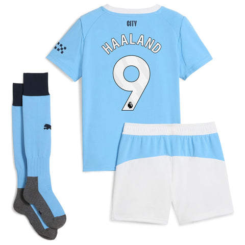 Manchester City PUMA Home Minikit 2025-26 with Haaland 9 printing