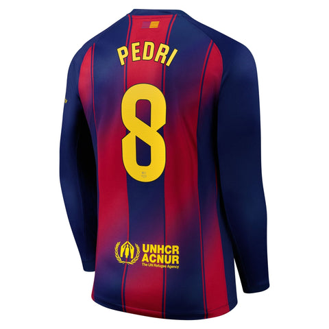 Pedri Barcelona Nike 2025/26 Home Long Sleeve Jersey - Navy