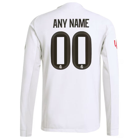 Real Madrid adidas 2025/26 Home Long Sleeve Custom Jersey - White