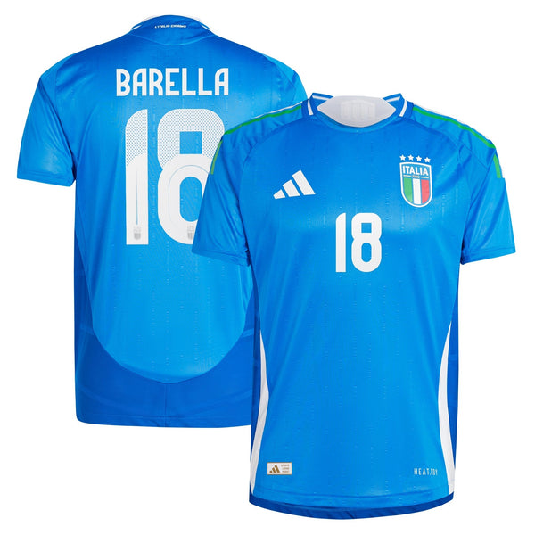 Italy adidas Home Shirt 2024 with Barella 18 printing