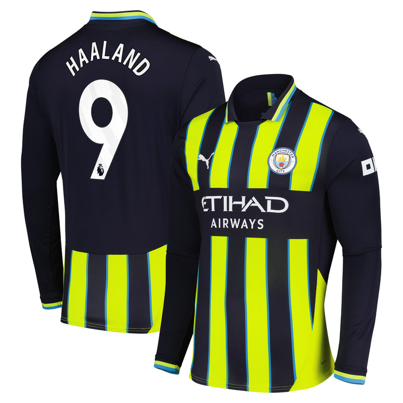 Manchester City PUMA Away Shirt 2024-25 - Long Sleeve with Haaland 9 printing