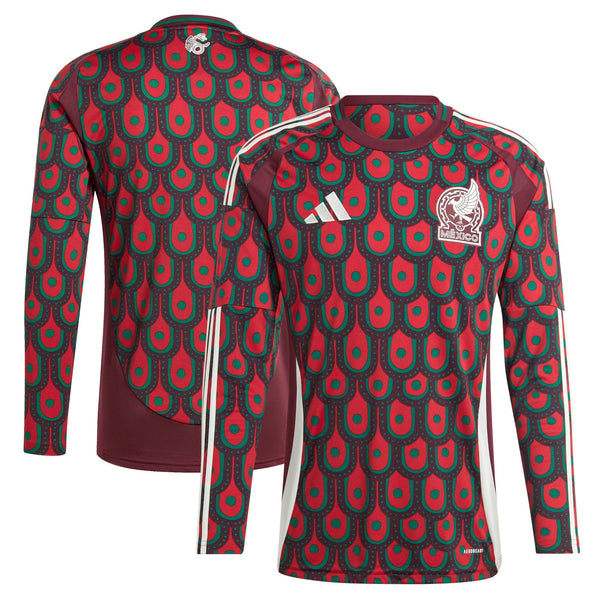 Mexico National Team adidas 2024 Home Long Sleeve Jersey - Burgundy