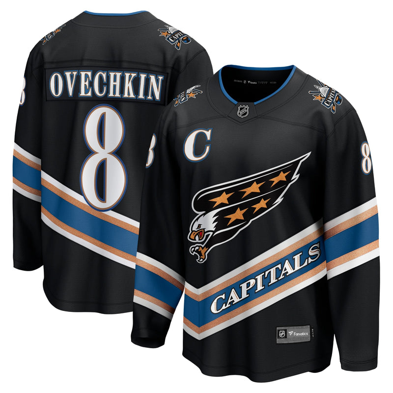 Men's Fanatics Alexander Ovechkin Black Washington Capitals Alternate 50th Anniversary Premier Breakaway Player Jersey