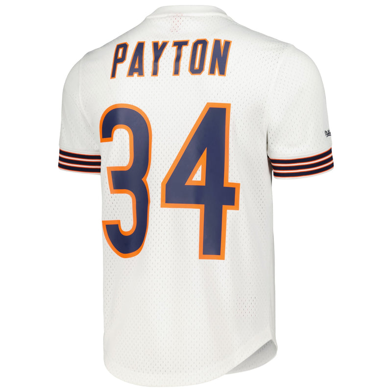 Men's White Chicago Bears Mitchell & Ness Walter Payton Mesh Top with Retired Player's Name and Number