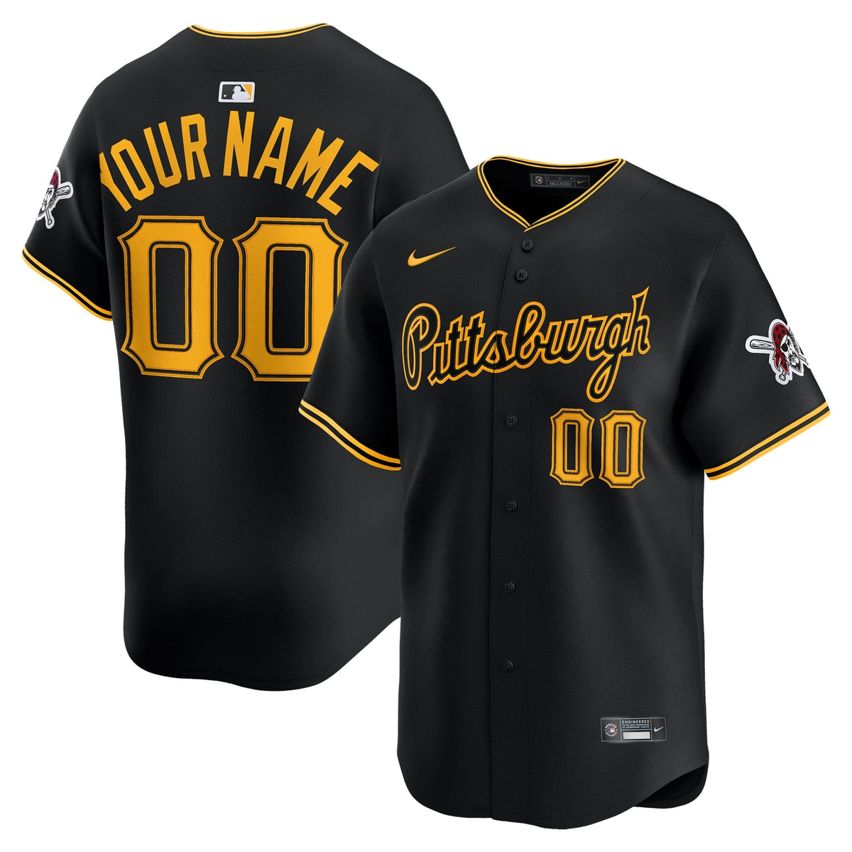 Pittsburgh Pirates Nike Alternate Limited Custom Jersey - Black