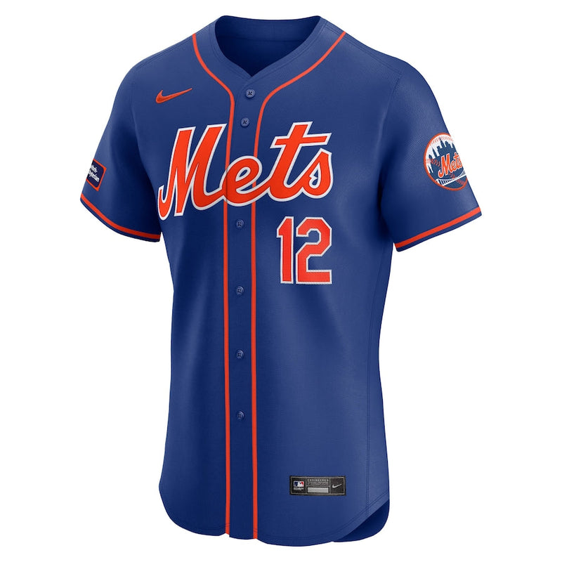 Francisco Lindor New York Mets Nike Alternate Elite Sponsor Patch Player Jersey - Royal