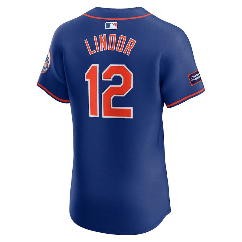 Francisco Lindor New York Mets Nike Alternate Elite Sponsor Patch Player Jersey - Royal