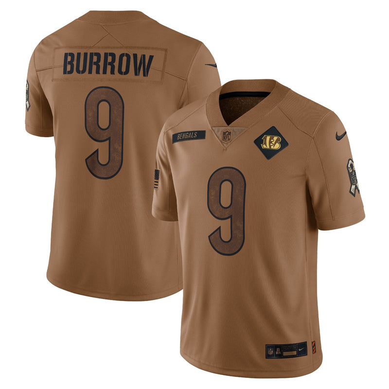 Nike Joe Burrow Brown Cincinnati Bengals 2023 Salute To Service Limited Men's Jersey