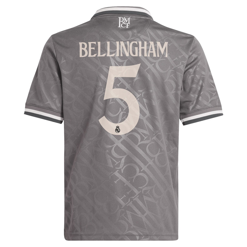 Real Madrid adidas Third Shirt 2024-25 - Kids with Bellingham 5 printing