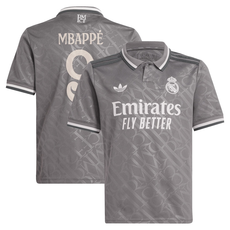 Real Madrid adidas Third Shirt 2024-25 - Kids with Mbappé 9 printing