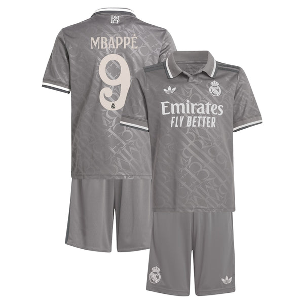 Real Madrid adidas Third Youthkit 2024-25 with Mbappé 9 printing