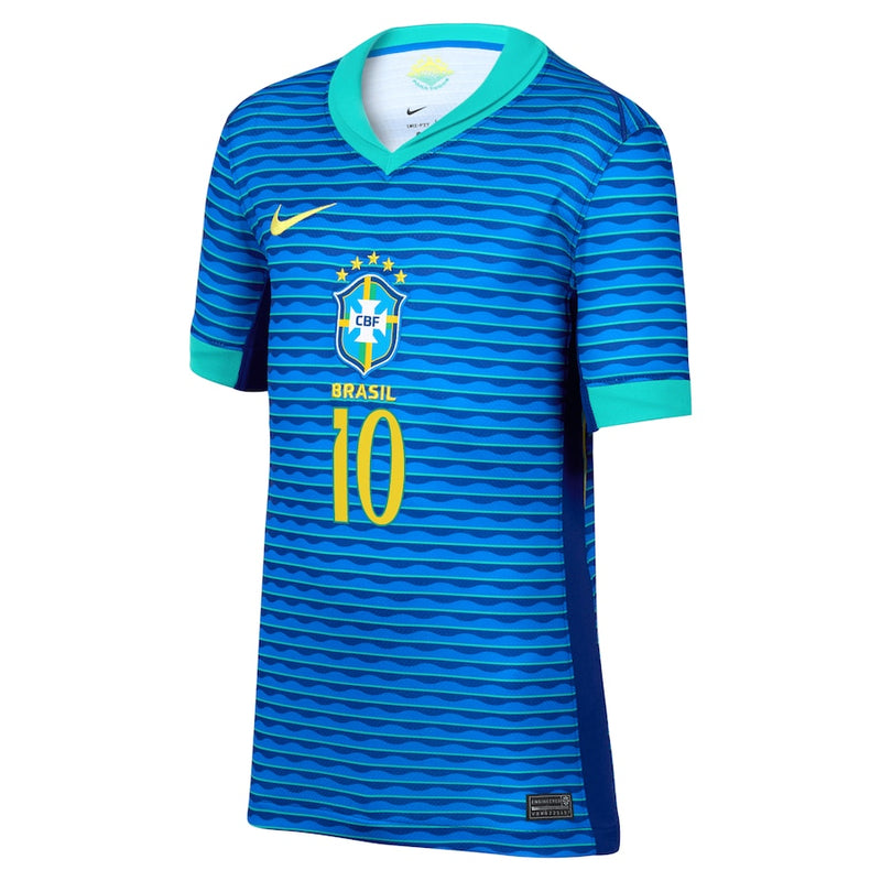 Neymar Jr. Brazil National Team Nike Youth 2024 Away Stadium Player Jersey – Blue